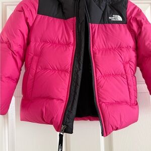 The North Face Kids Fuchsia and Black Puffer Jacket